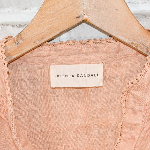 Loeffler Randall Women's 100% Linen Boho Blouse in peach size Small - Picture 2 of 10